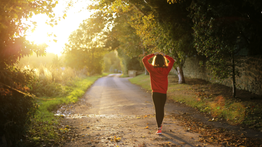 A person hopefully walking forward on an outdoor path